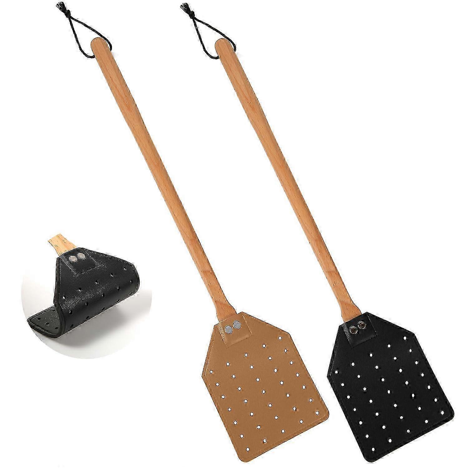 2 Pack Leather Fly Swatter 49.5cm
