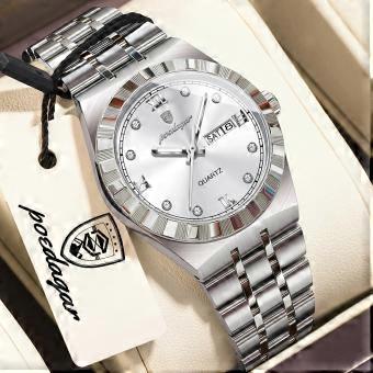 POEDAGAR High Quality Ladies Watch Week Date Luminous Waterproof Woman Wristwatch Stainless Steel Quartz Fashion Watches