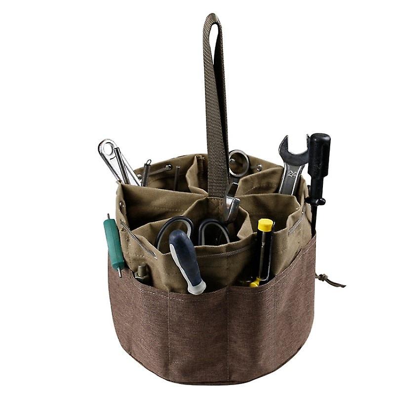 Portable Outdoor Camping Canvas Cylinder Tool Bag With Drawstring For Tool Storage