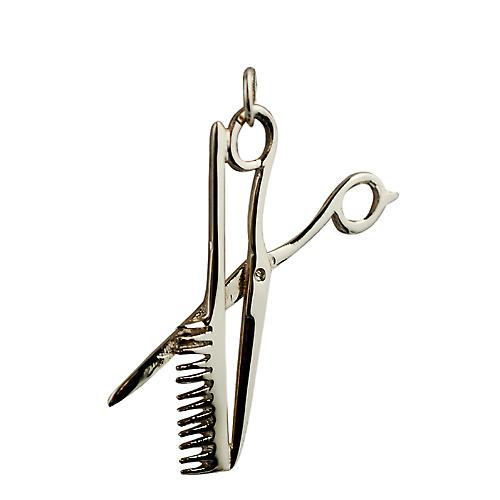 9ct Gold 35x20mm Scissors & Comb Pendant