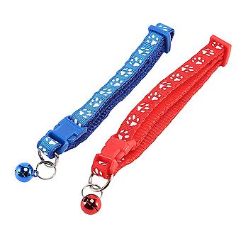 2 Pack Adjable Cat Collar With , Fash Paw Print Pet Collar, Safety Se Break