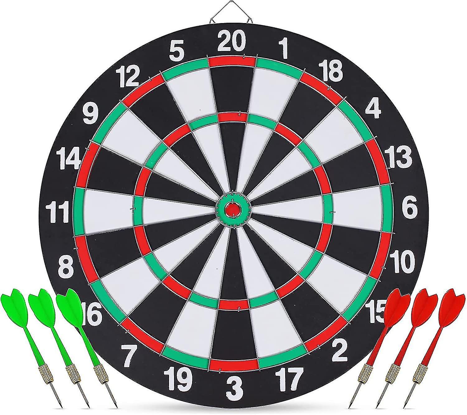 Dart Board Set,double-sided 15 Inch Dartboard Game With 6 Brass-plastic Darts,man Cave Stuff For
