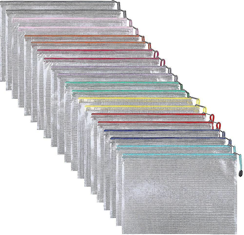30 Pcs A5 Document Pouch / File Bag Plastic Pvc Mesh Zip Filing Cabinet Folder