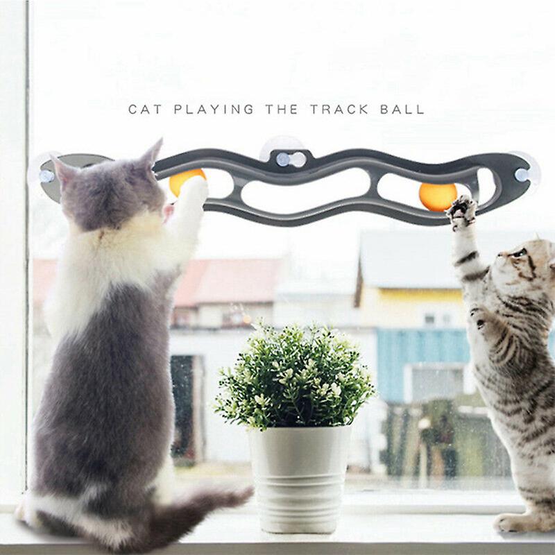 Cat toy track toy ball window suction cup cat toy moving toy track ping pong ball