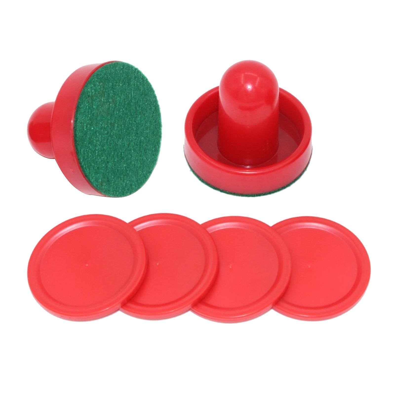 2PCS Plastic Air Hockey Pushers and 4PCS Pucks Replacement for Game Tables Red
