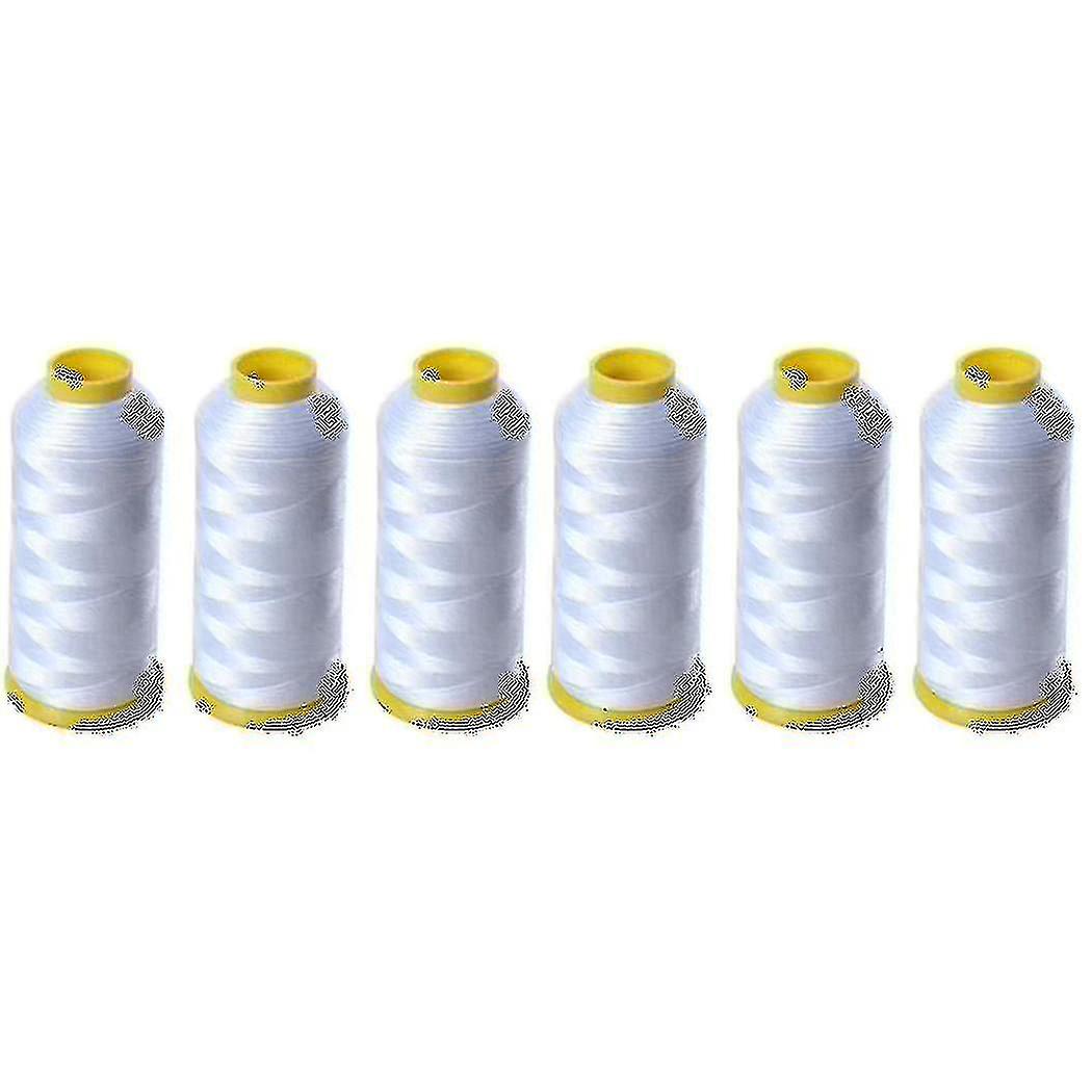 Stronger 5000m Cones Bobbin Thread Filament Polyester For Embroidery Machine 6 Pack(white)