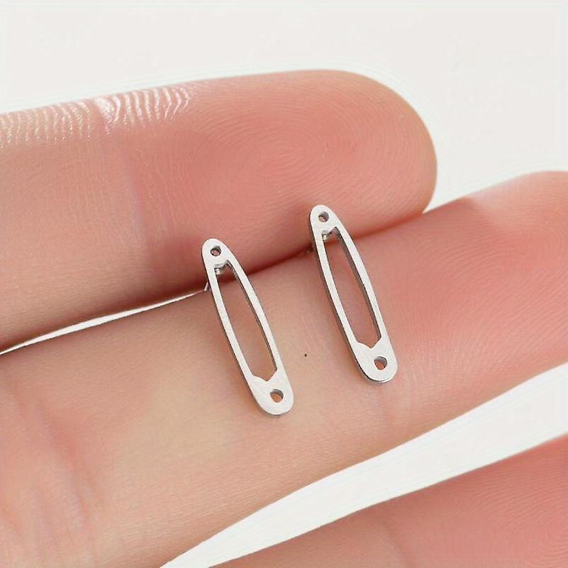 1pair Stainless Steel Paper Clip Shape Ear Buckle Earrings