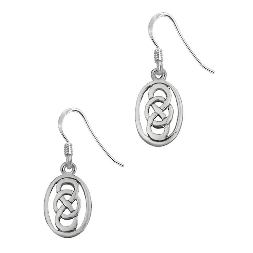Celtic Eternity Knotwork Interlaced Oval Shape Pair Of Earrings