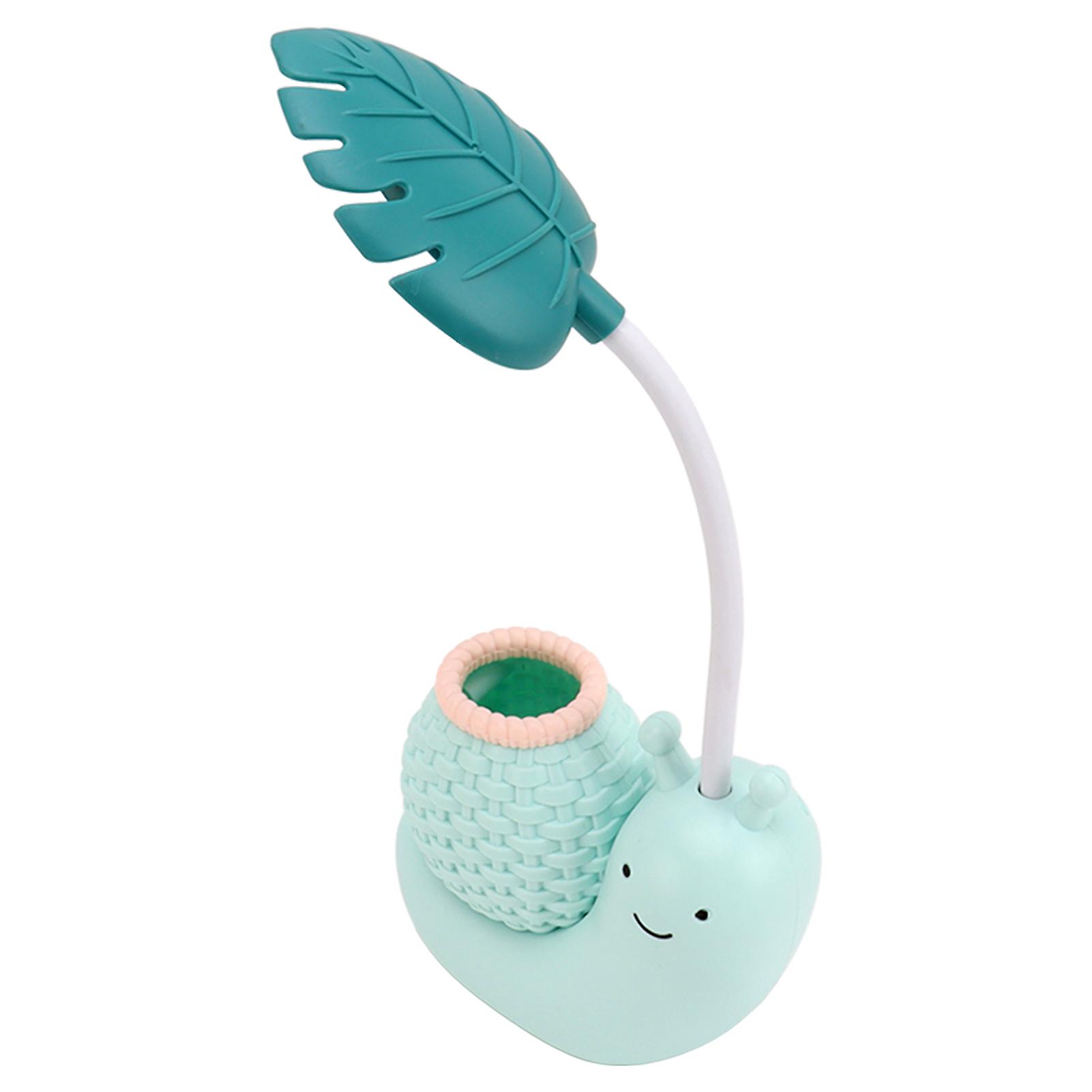 Snail Eye Protection LED Lamp Bedside Lamp USB Charging Learning Reading Lamp with Pen Holder for Children Blue 