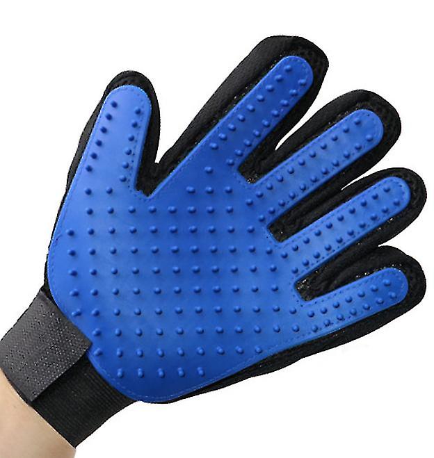 2Pcs Left Blue Dog Grooming Glove Mitt Pet Dog Cat Massage Groom Stripping Hair Remover Brush Az14901