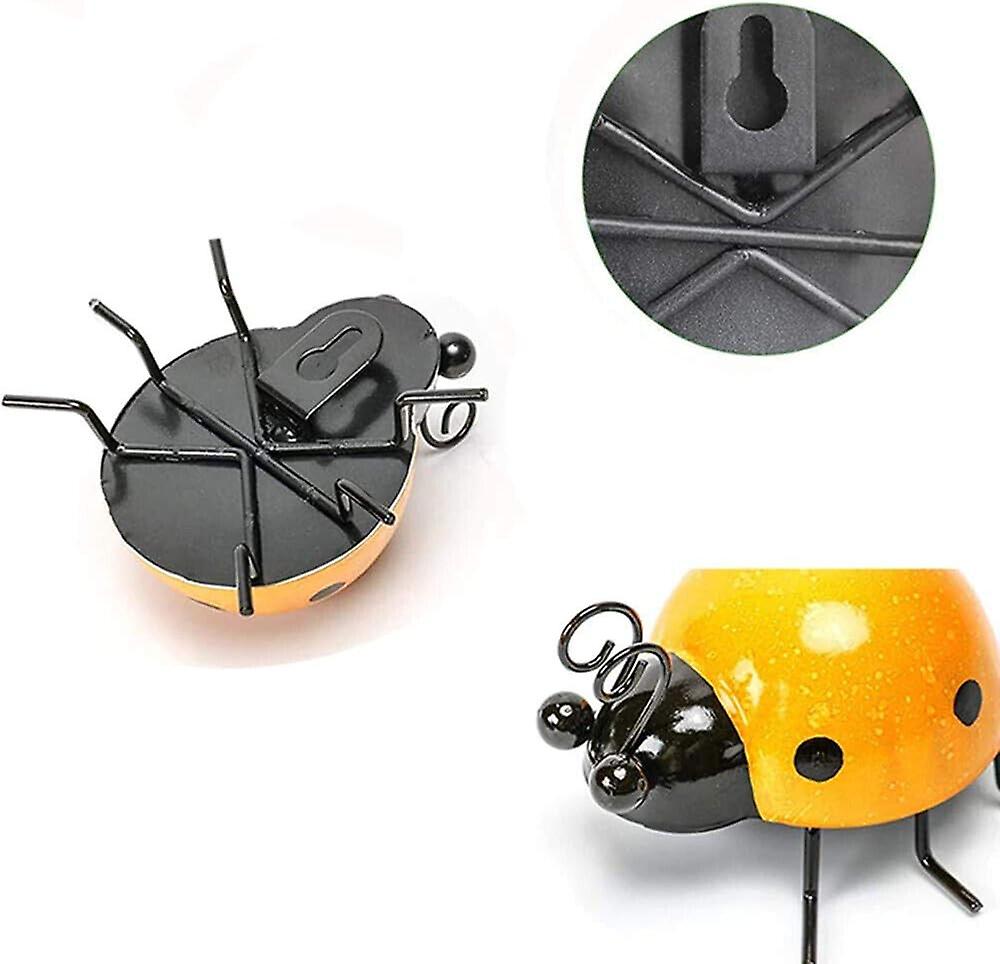 4 Pcs Colorful Ladybugs Yard Garden Decor Outdoor Lawn Wall Art Metal