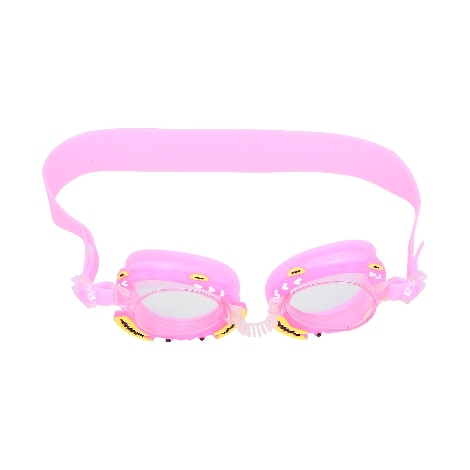 Children's Boys Girls Swimming Goggles Adjustable Cartoon Goggles Boy Girl AntiFog Glasses(Pink Crab )