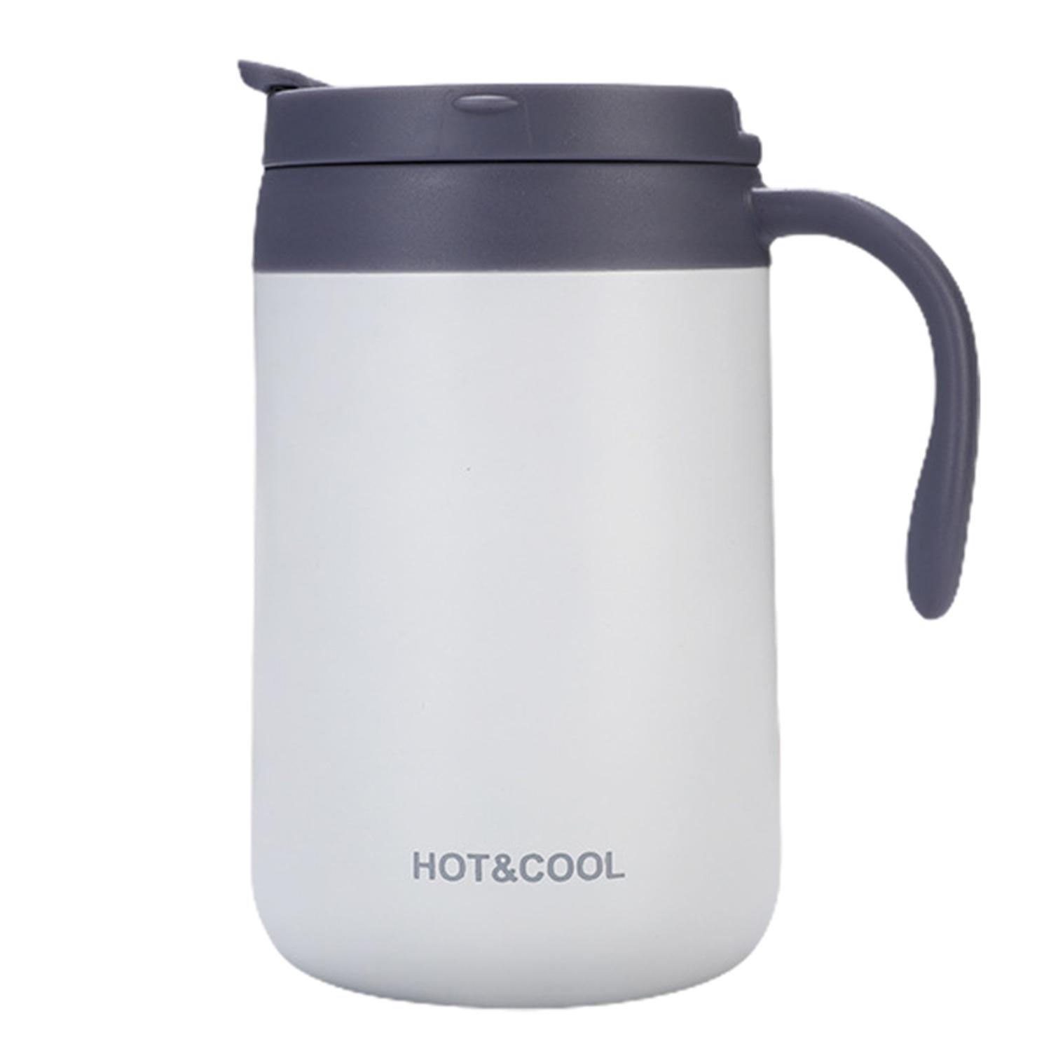 OuZhan 500ML Insulated Travel Mug with Lid Handle Portable Reusable Thermal Mug for Hot/Cold Drinks