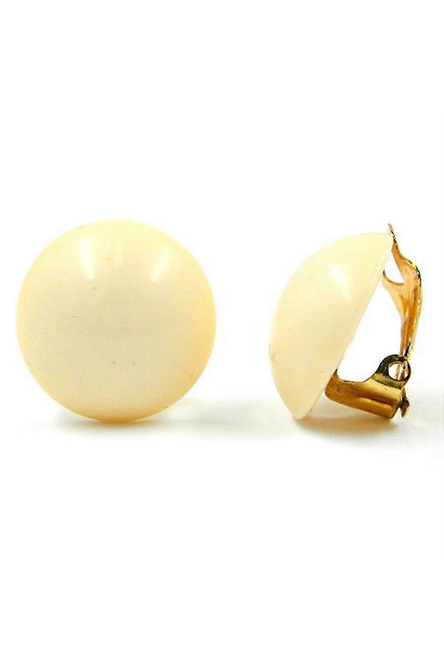 Clip-on Earring Round Creme Beige 20mm - Gl06557