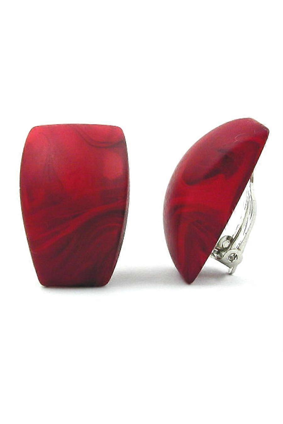 Clip-on Earring Trapezium Red Black - Gl04856