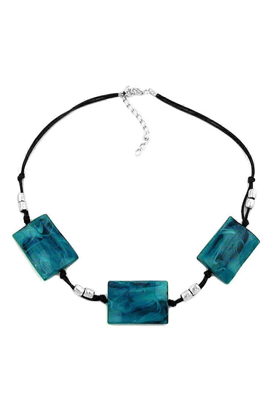 Necklace 3 Large Pillow Beads Waved Turquoise/blue - Gl00904