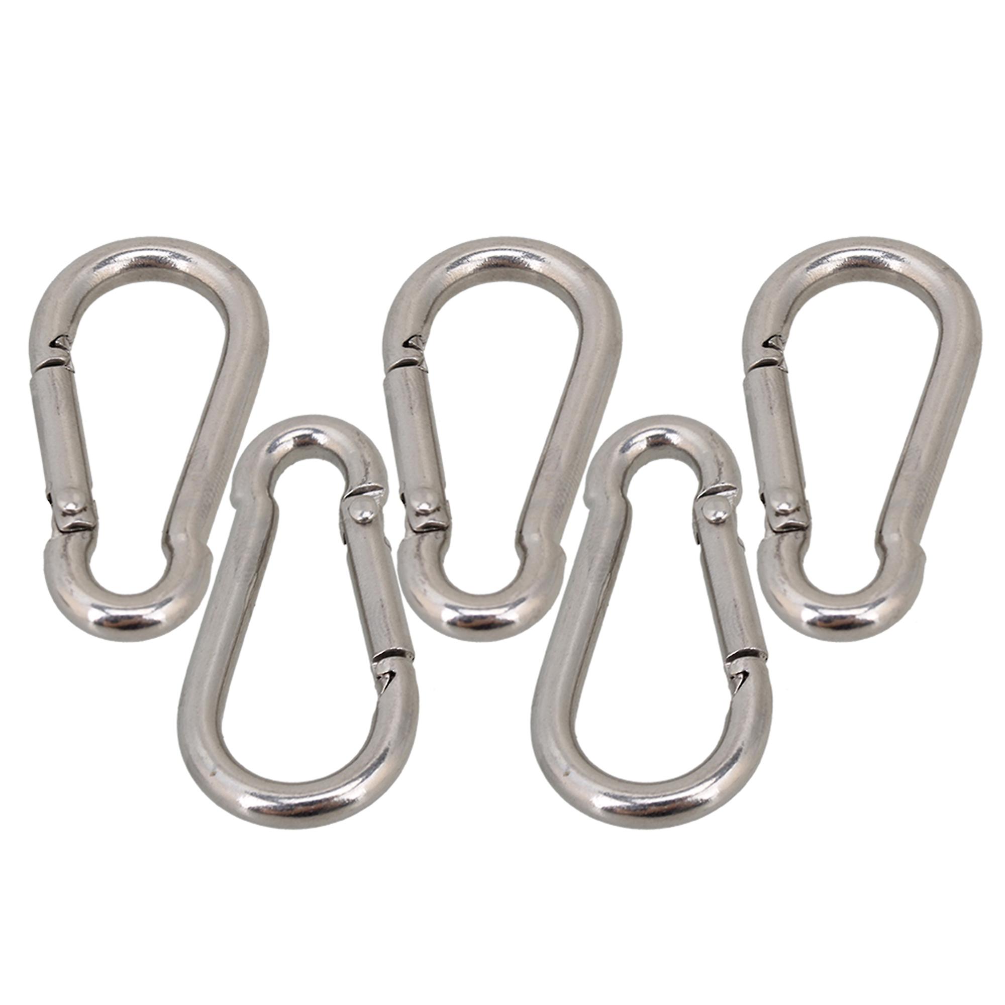 5pcs Silver Tone Multifunctional Spring Snap Quick Link Lock M4 40mm
