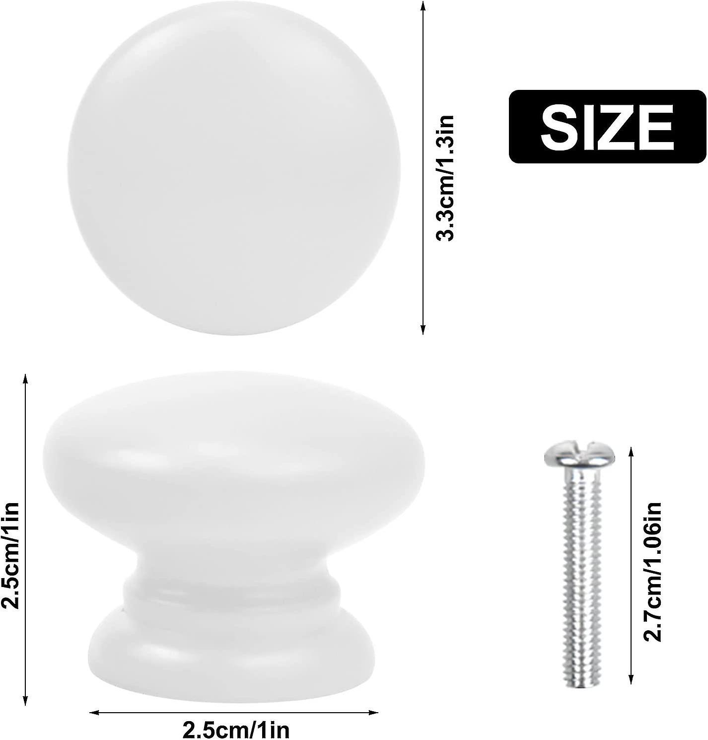 8 Pcs White Door Knobs 33mm Wooden Drawer Knobs Round Cabinet Cupboard Knobs  Gift