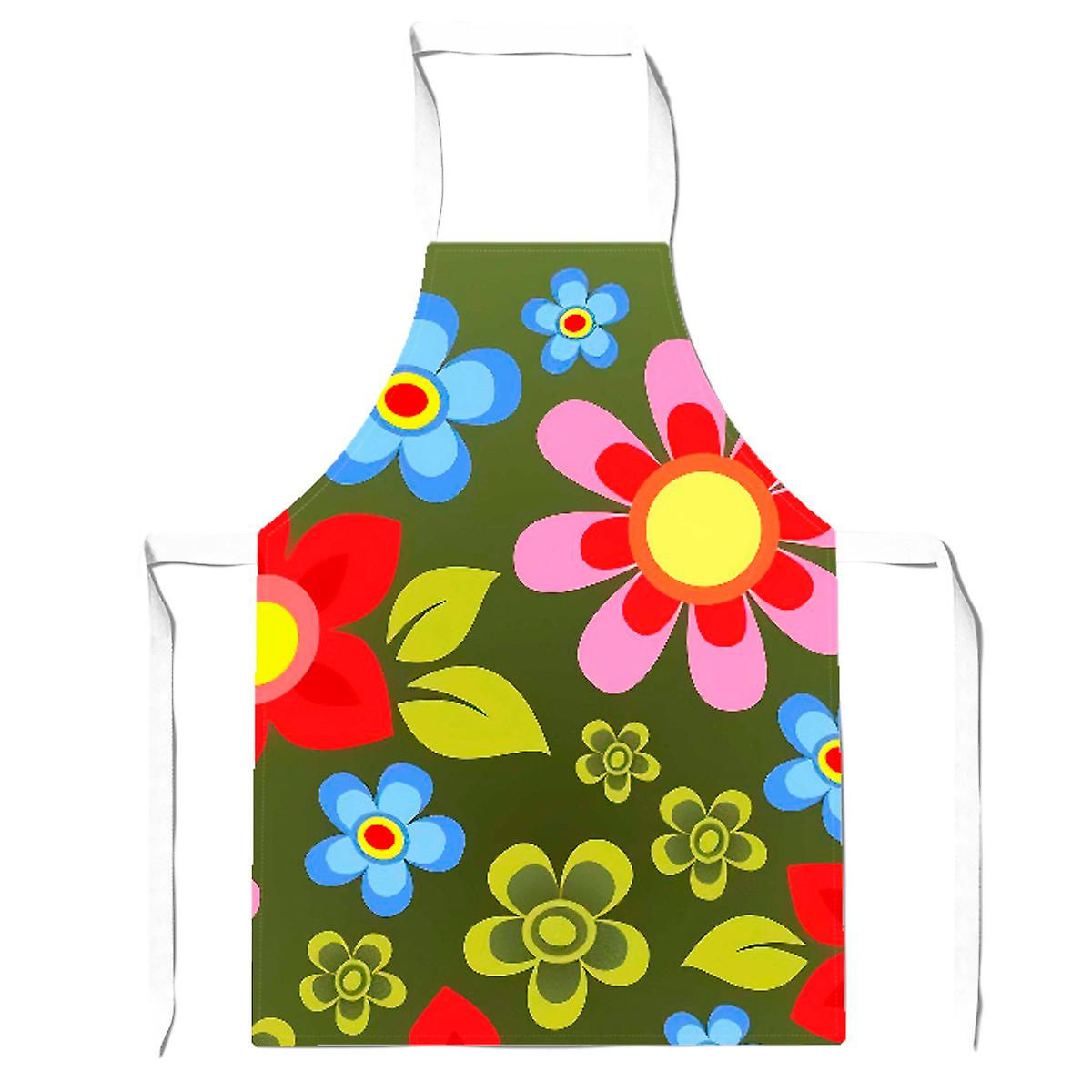 Red And Blue Flowers Apron