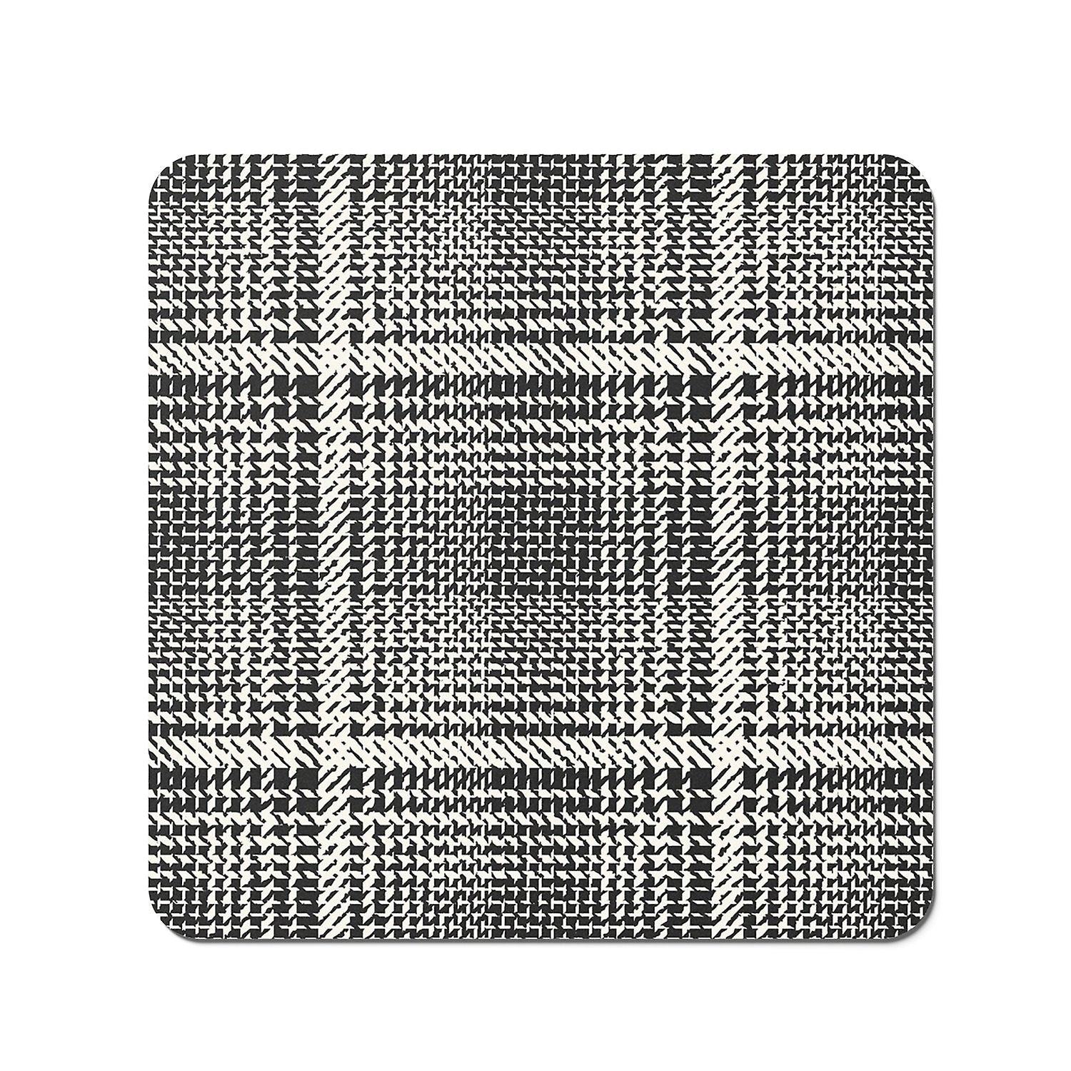 Monochrome Textured Checked Pattern Coasters