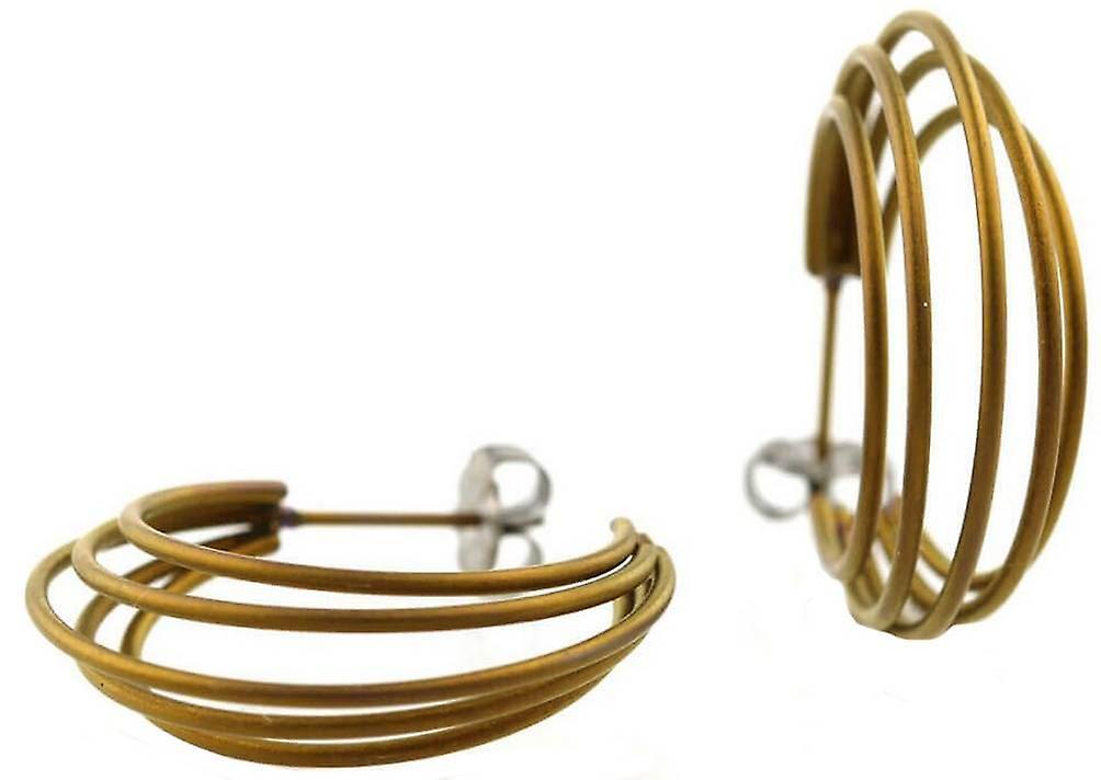 Ti2 Titanium Large Wire Hoop Earrings - Brown
