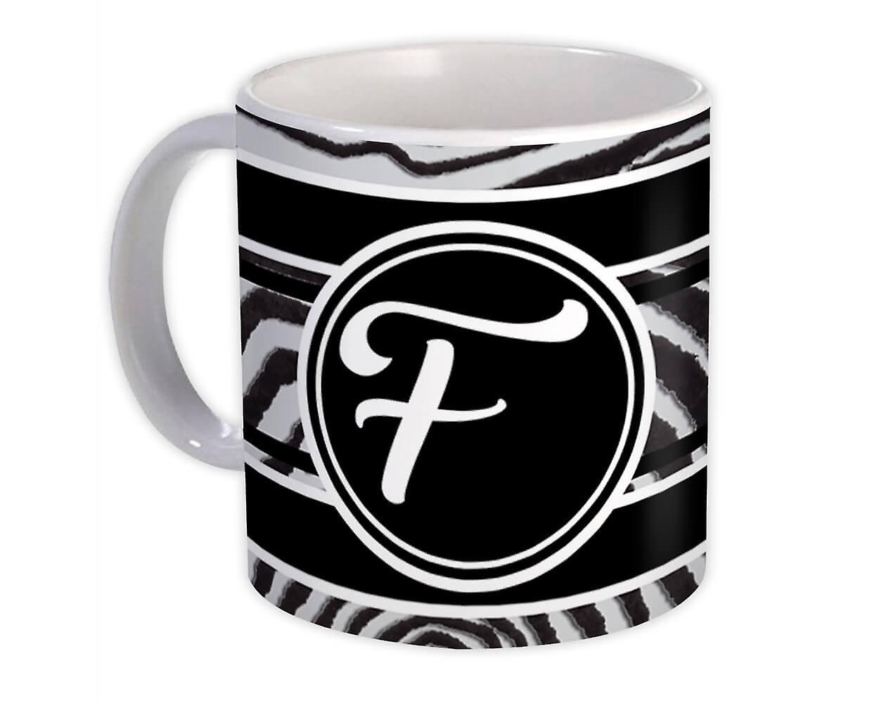 Darčekový hrnček: Monogram list F Zebra