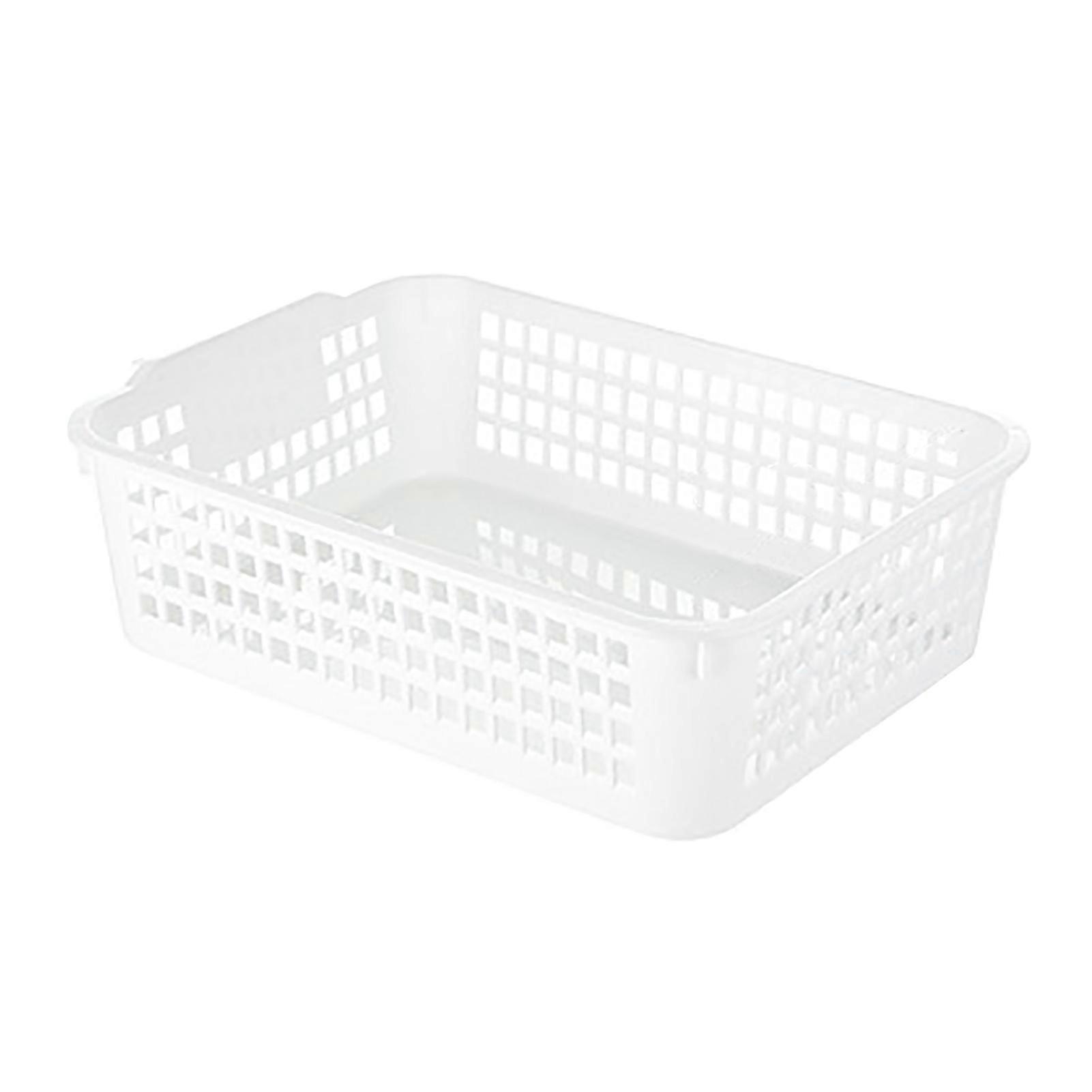 Desktop Storage Basket Space Saving Handle Rectangular Stackable Hollow Storage Basket Bin for Snack Toy L 