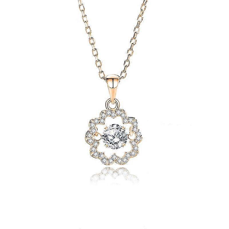 Necklace-Solar Flower Charm-S925 Silver-Diamond