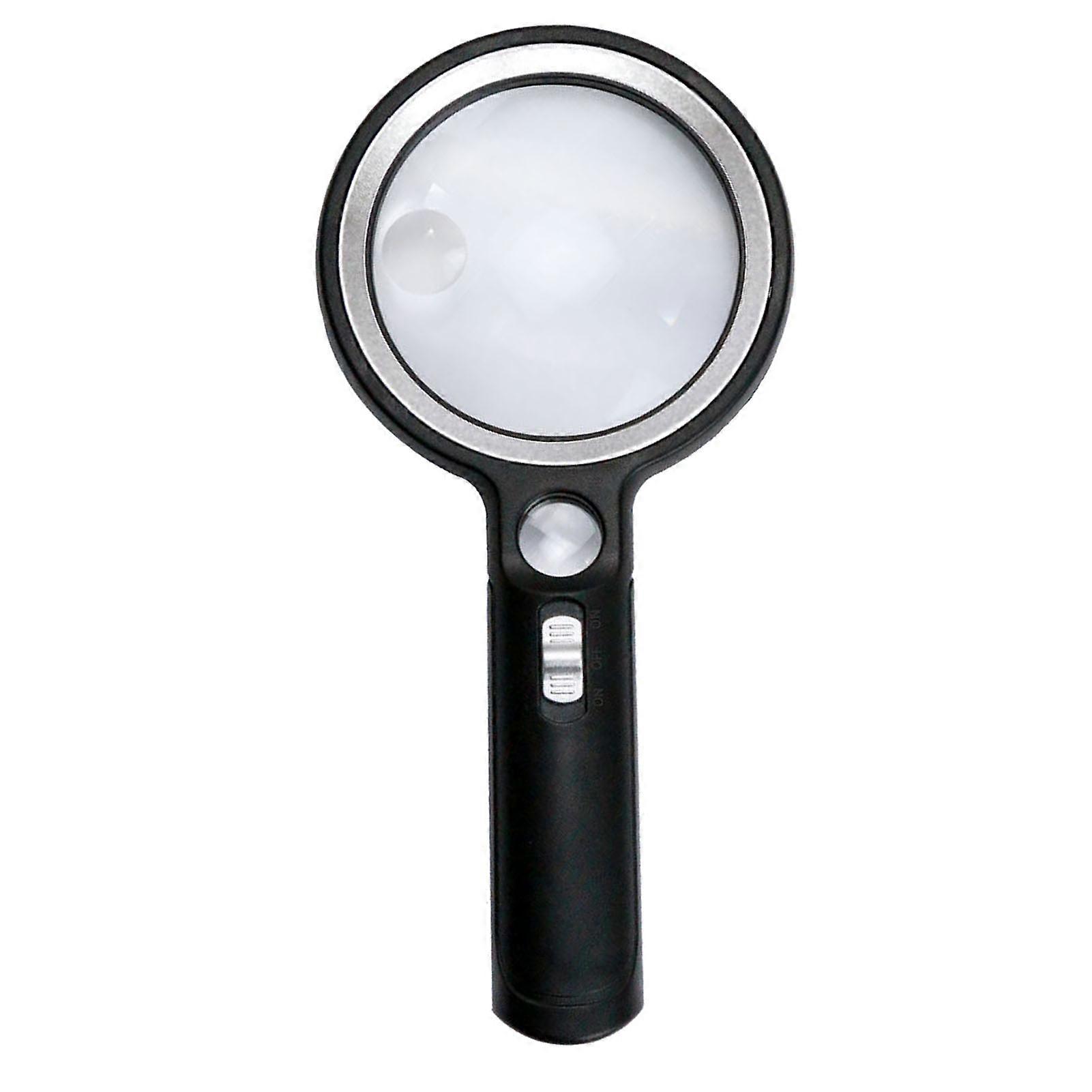 Magnifying Glass, 5X 13X 20X Handheld Magnifier UV Light with 30pcs LED for Reading Inspection(Black)