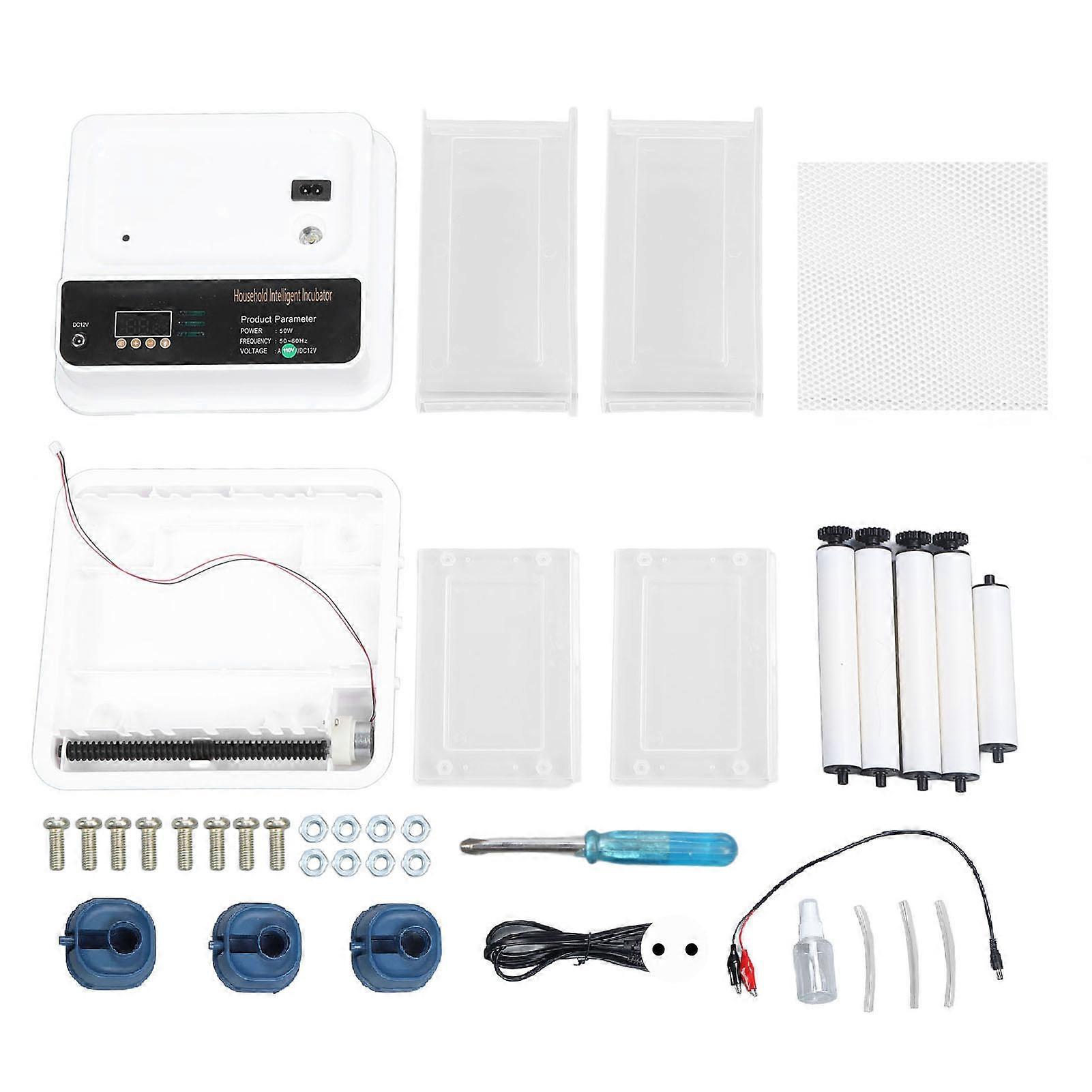 Egg Incubator Adjustable Automatic LED Light Double Power Supply Small Incubation Simulator for Chicken White EU Plug 220V 10pcs NO.0290