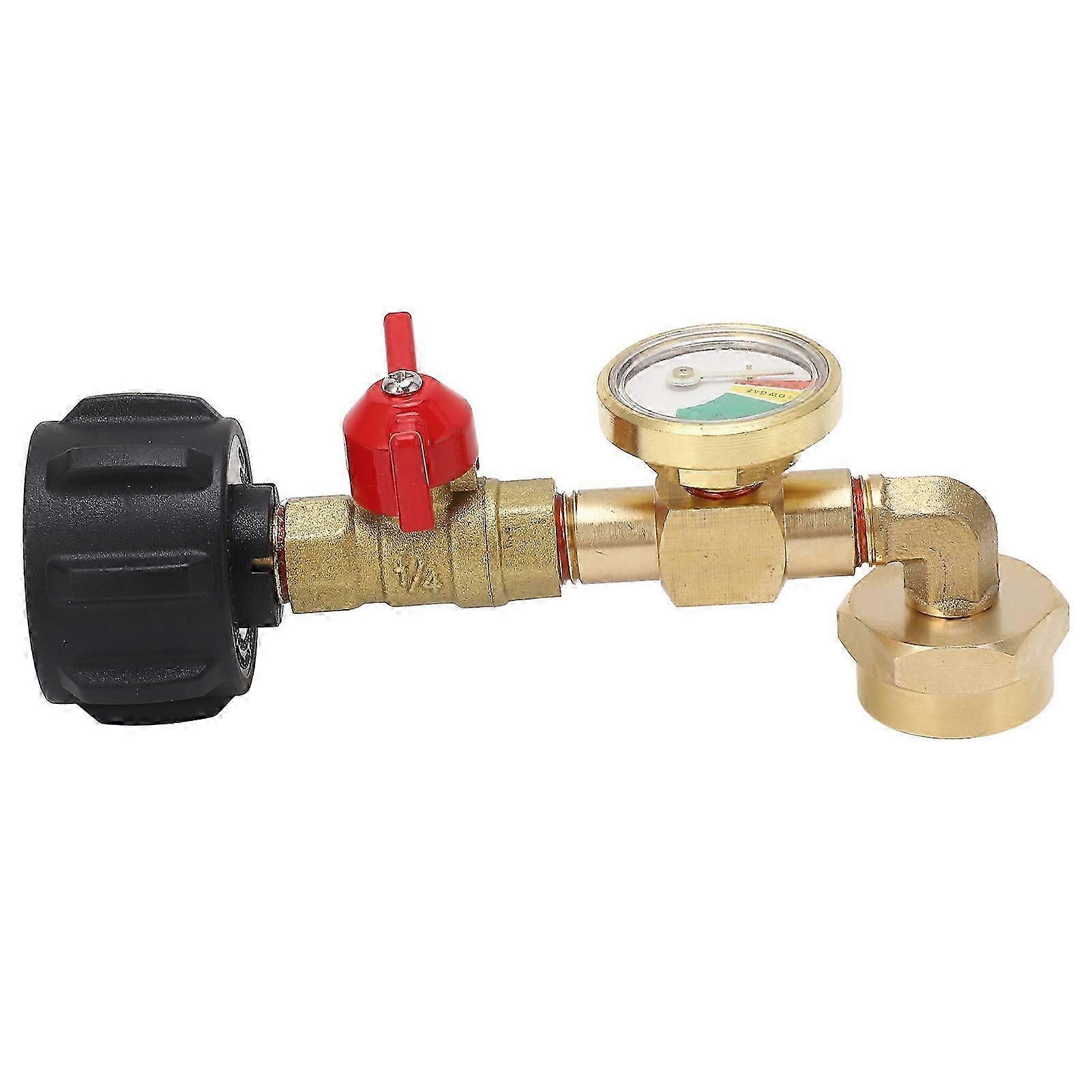 Propane Refill Adapter with Pressure Gauge and On Off Control Valve Gas Elbow Adapter for 1LB Tank 120LBS QCC1 Cylinder