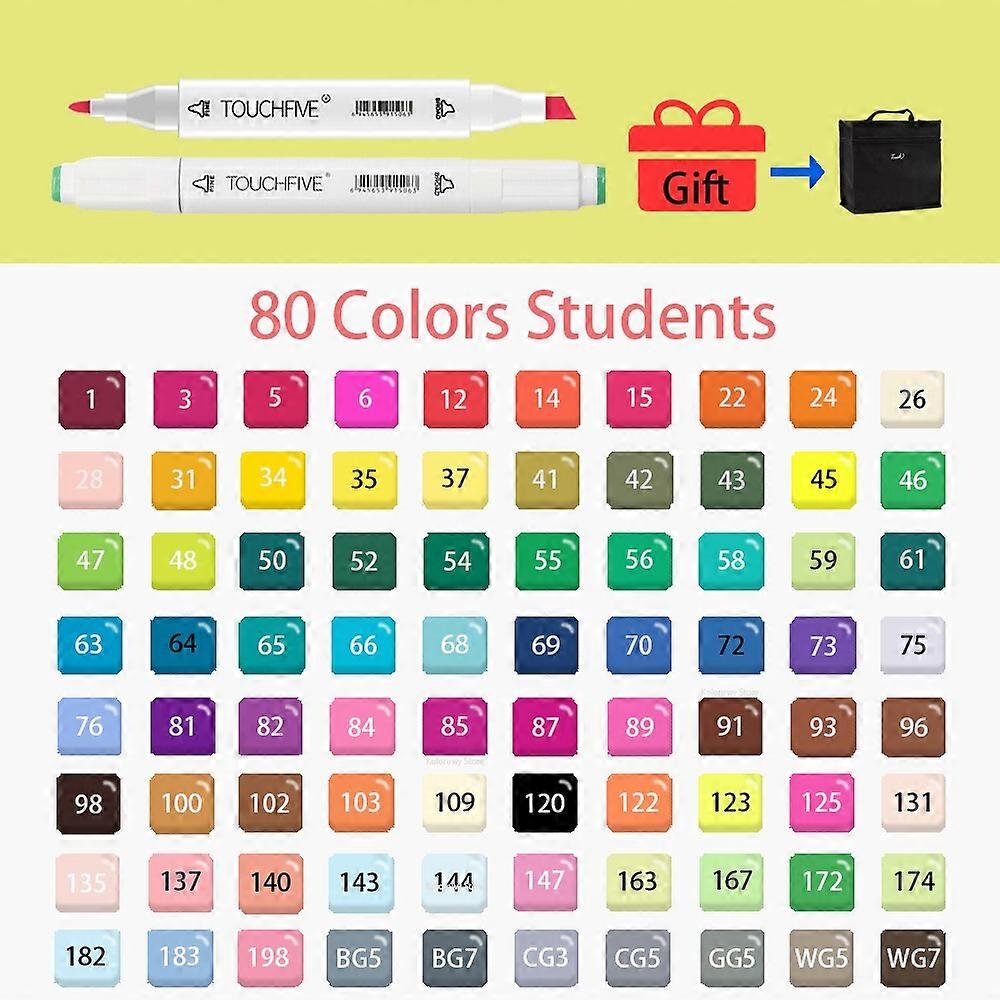 TOUCHFIVE Markers 12/30/60/80/168 Colors Art Marker Pen Dual Tips