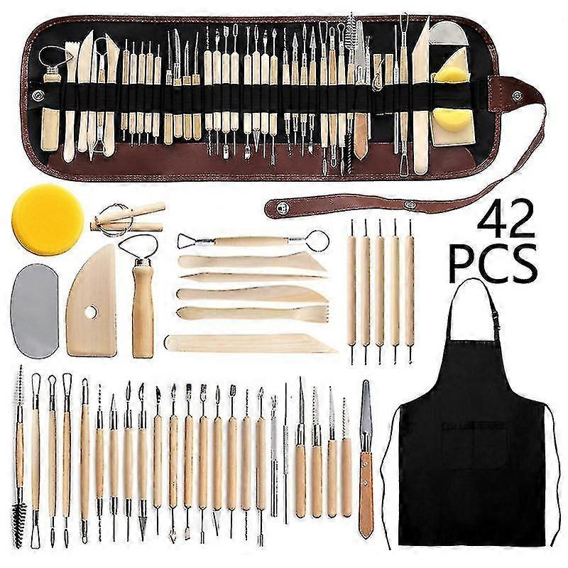 42-pack Clay Carving Tools Wooden Handle Ceramic Carving Tool Kit