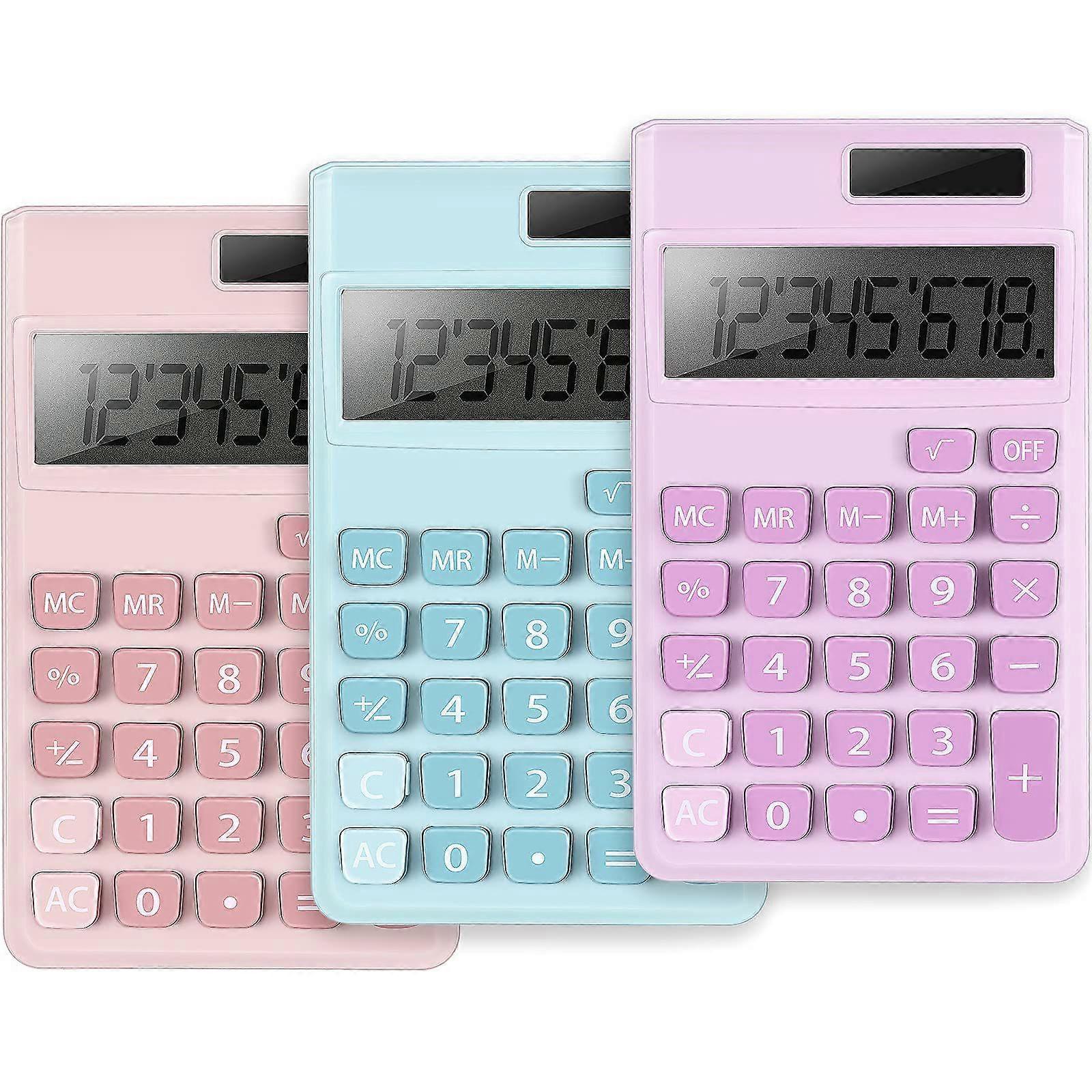 3Pcs Mini Calculator Pocket Size Calculator Electric Digital Desktop Calculator with 8-Digit LCD Display