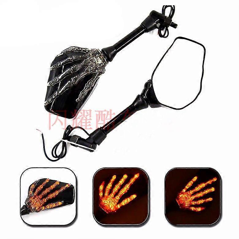 Flash 300S Lifan V16 Motorcycle Modified Skeletal Hand Ghost Claw LED Turn Signal Rearview Mirror Reflector Reversing Mirror