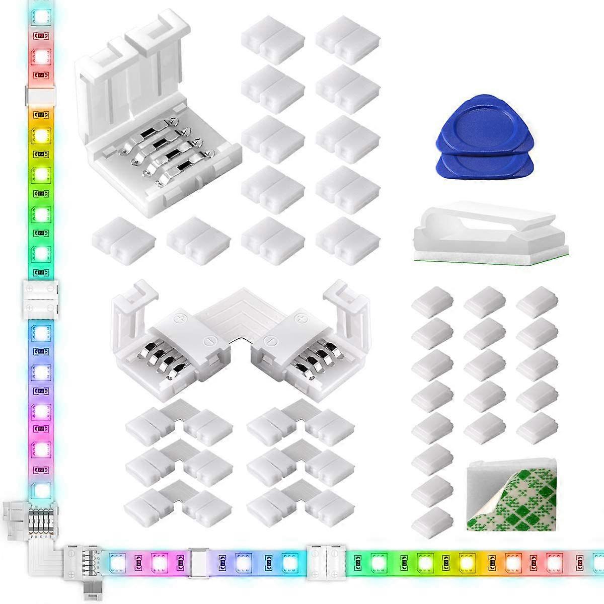 LED Light Strip Connectors 4 Pin RGB LED Lights Connectors,Gapless Connectors,L Shape Connectors fo