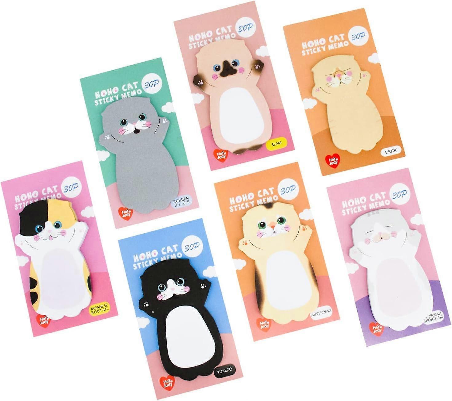 210 PCS Sticky Notes Set of 7-Cat Cute Sticky Notes-Pads per Pack- 30 Sheets per Pad,Gift Idea for Work, Desk, Home