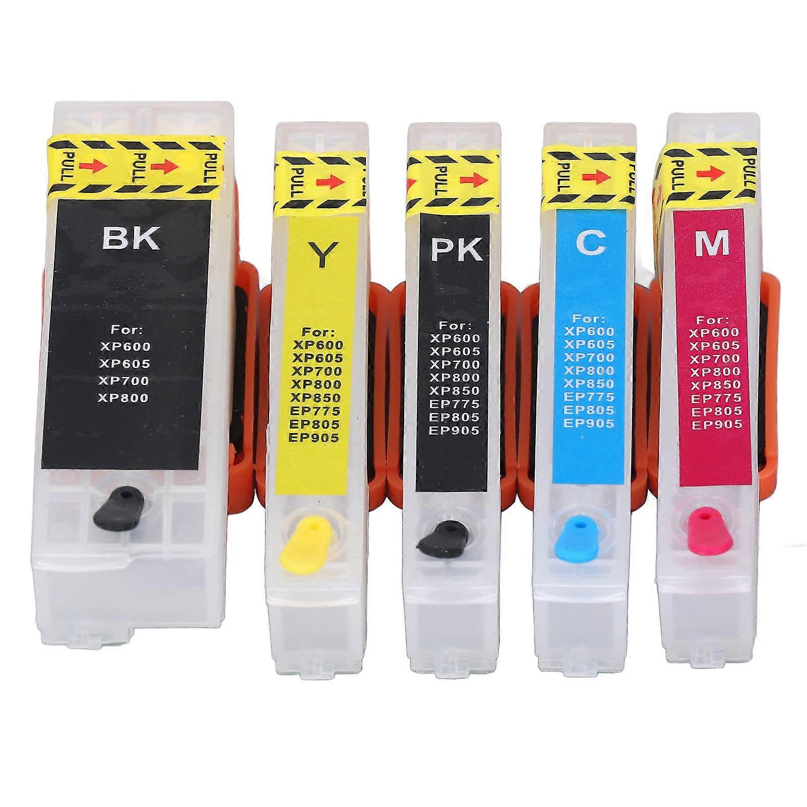 5Pcs Printer Ink Cartridge with Permanent Chip Stable 5 Color Refill Ink Cartridge Set BK PK C M Y T2730 T2731 T2732 T2733 T2734