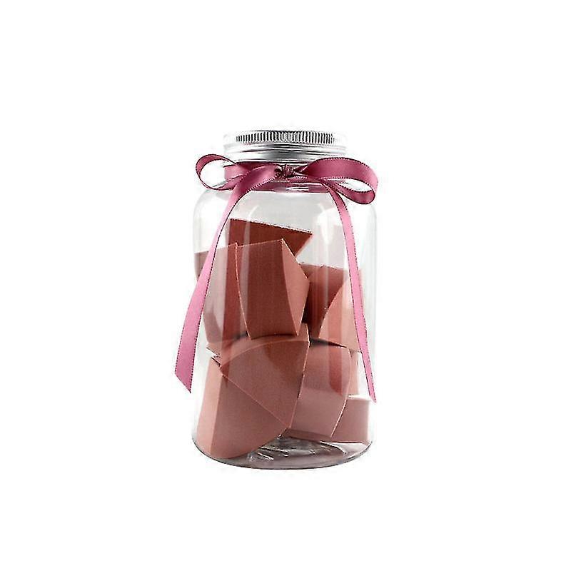 1 bottle triangular makeup puff cosmetic sponge powder puff foundation sponge for women girls (bean paste color with random color ribbon)