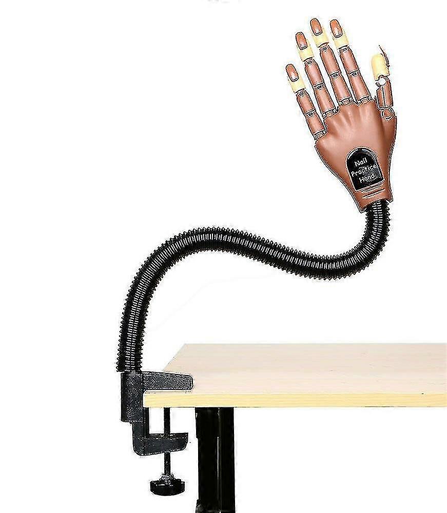 Nail Art Adjustable Training & Practice Gel Tips Model Hand - Brown