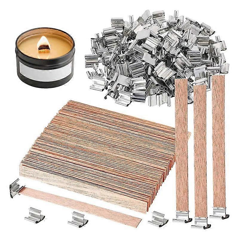 100 Pack Wooden Candle Wicks for Candle Making, 6Inch Burst Wood Wicks/Smokeless Candle Wicks with