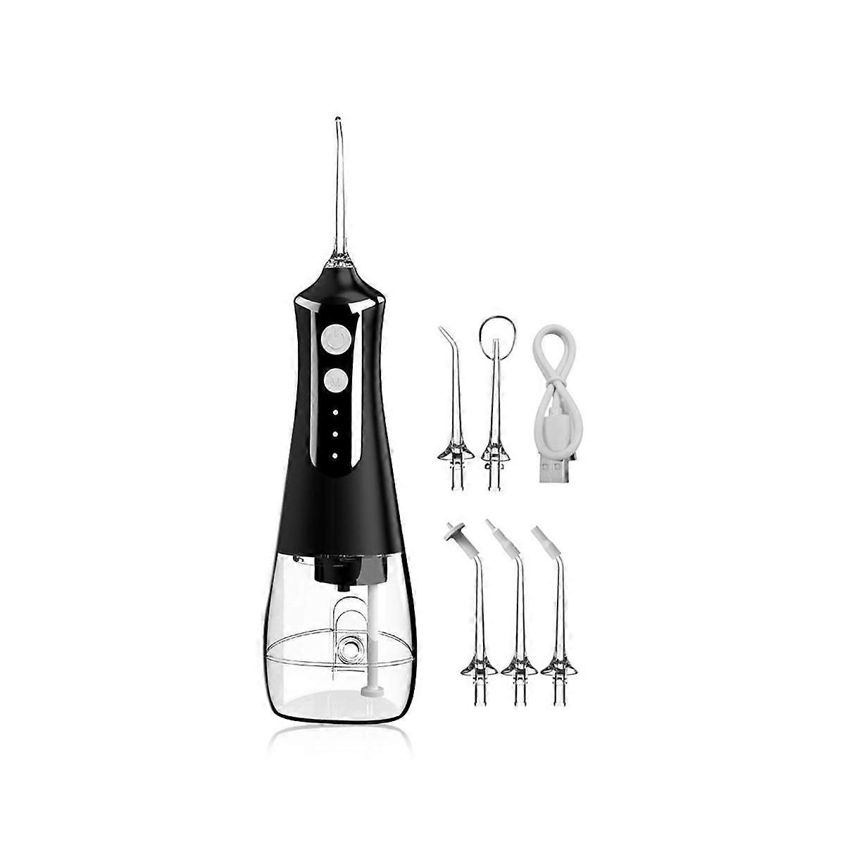 Dental Oral Irrigator Thread Teeth Pick Mouth Washing Machine 5 Nozzels 3 Modes USB Rechargeable, A