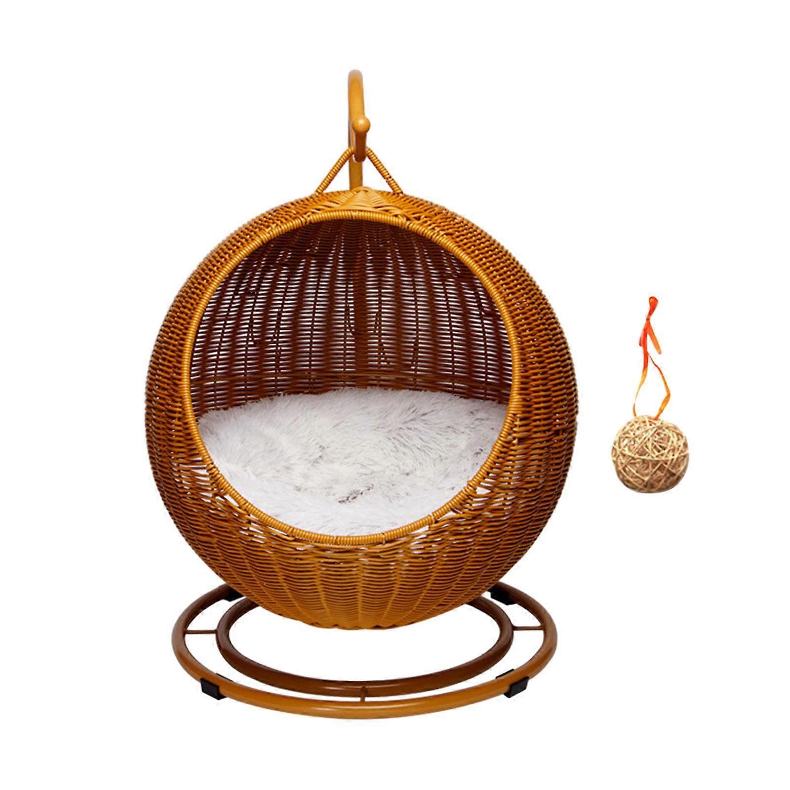 חצי סגור חיית מחמד מיטת ערסל מיטת שינה רהיטים ספה ארוג מיטת חתול מערה חום