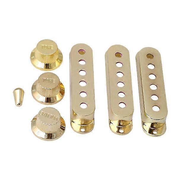 3x Single Coil Pickup Cover & 1v2t Knob Switch Tip Set - Golden
