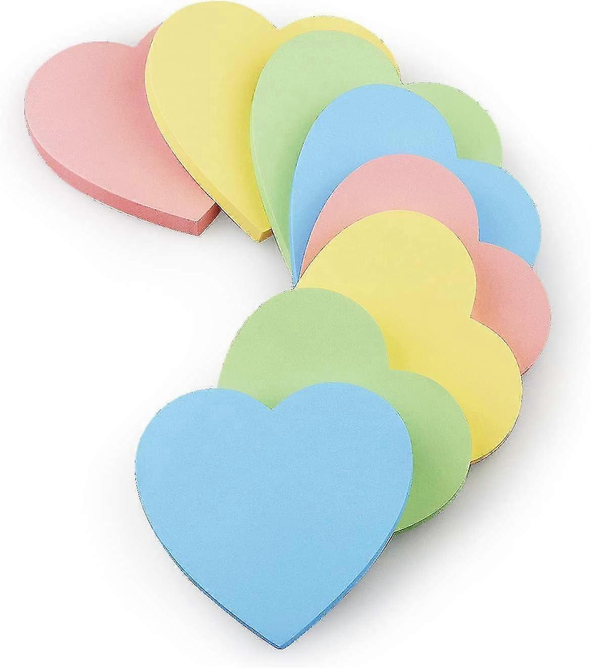 3x3 Heart Shape Sticky Notes 8 Pads/pack, 75 Sheets/pad (4 Pastel Color)