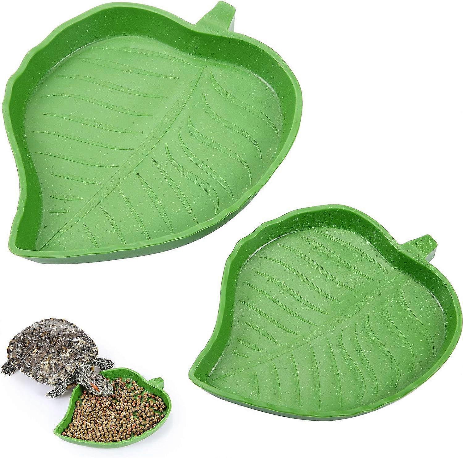 2 Leaf Reptile Water Bowls for Drinking and Eating Turtle Corn Snake Reptile Pets, 2 Sizes,2024 Ping