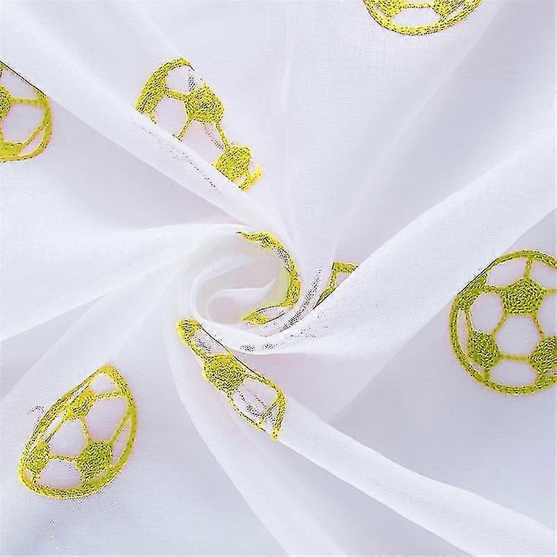 Football Pattern Window Tulle Embroidered Sheer Curtains