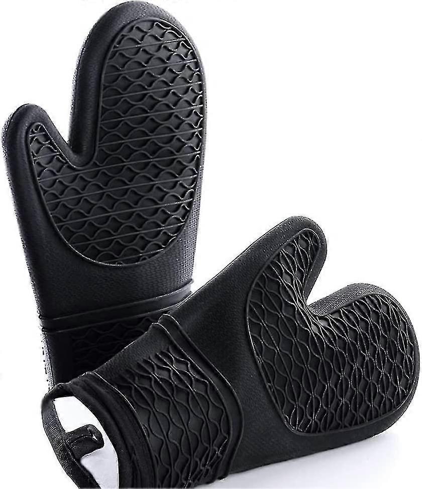 Ofenhandschuhe Silikon Topfhandschuhe Hitzebestndige Bis Zu 260c Anti-rutsch Lange Backhandschuhe Fr Kochen Backen(schwarz)