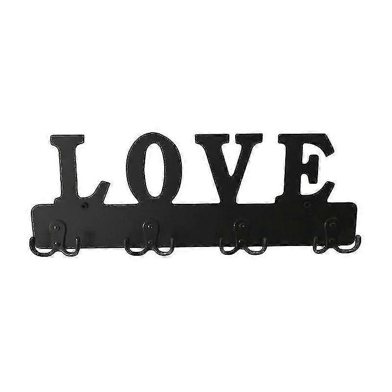 Love Key Holder For Entryway Kitchen,wall Mount 4 Hook,black Metal