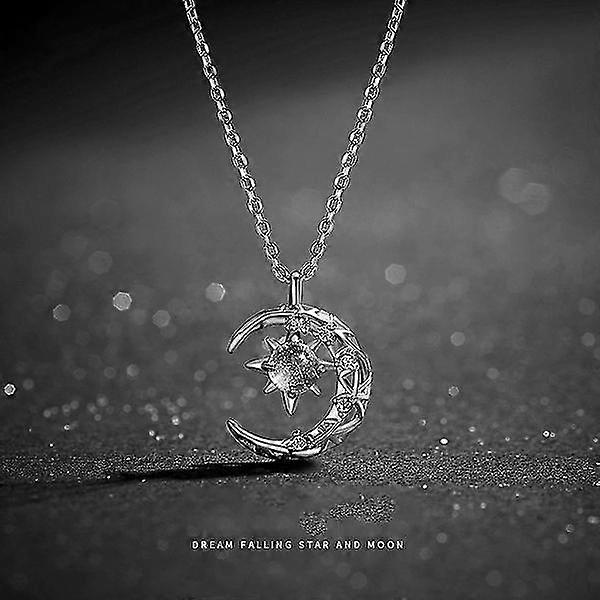 Exquisite Crescent Star Necklace [silver]